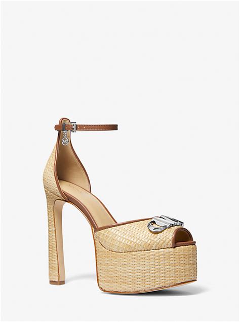 michael kors peep toe schuhe schnallen verschluss|Martina Straw Peep.